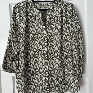 Jachs Black and Cream Boxy Blouse with 3/4 Sleeves